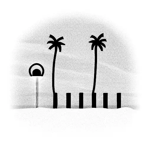 Beach With Palm Trees And Hanging Lights