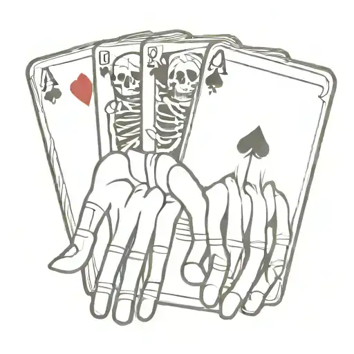 Skeleton Hand Holding Playing Cards