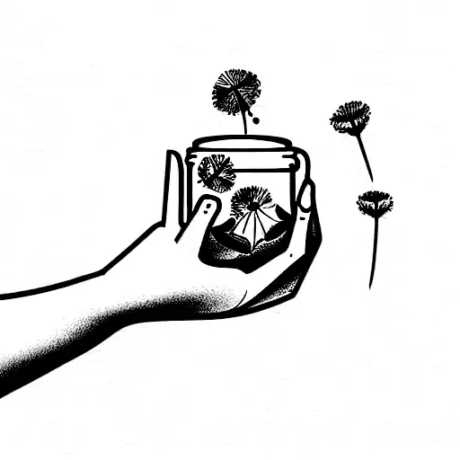 Jar With Pinky Promise Symbol With Dandelion Petals