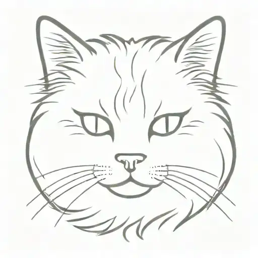 Black Fluffy Cat Face Vector Style