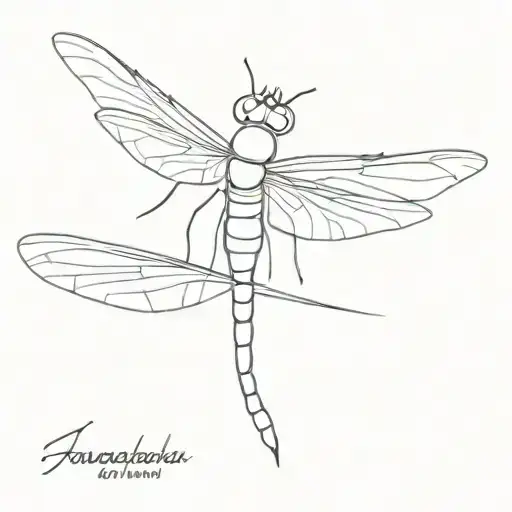 No Detail Fine Line Simple Dragonfly