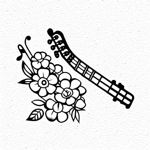 Guitar With Smal Flowers