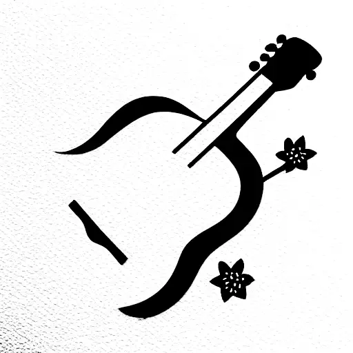 Guitar With Small Flowers