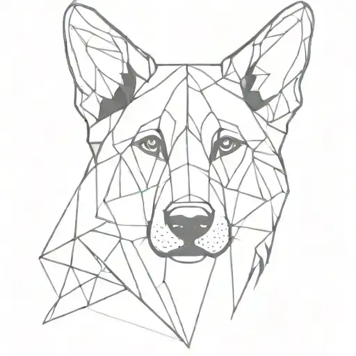 A Geometric Design Of A German Shepherd's Face