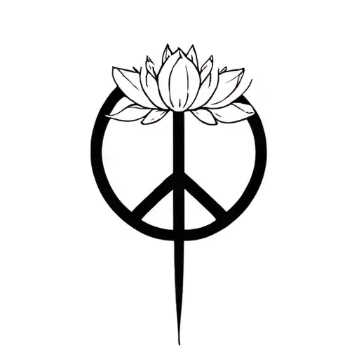 Lotus Flower With Peace Symbol And Strong Japan Symbol