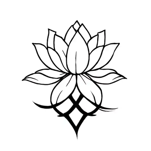 Lotus Flower With Peace Symbol And Strong Japan Symbol