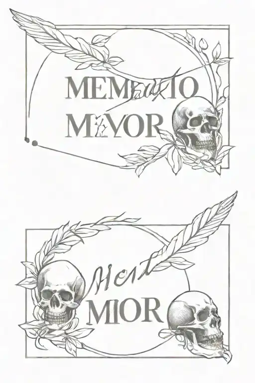 Memento Mori Lettering On The Back Of The Left Arm Above The Elbow