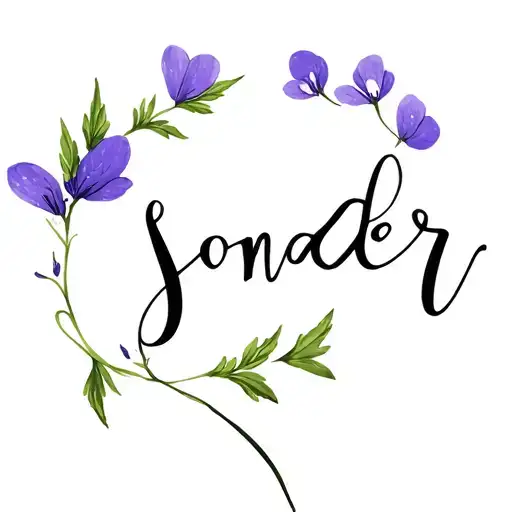 Sonder Word With A Small Violet Flower
