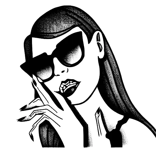 Cartoon Rocker Vampire Girl Using Sunglasses And Doing A Hang Loose