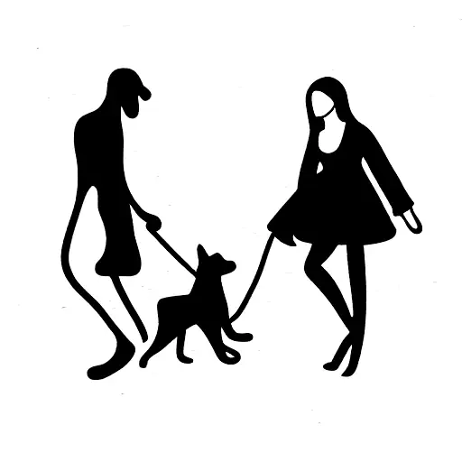Dog With Girl Walking