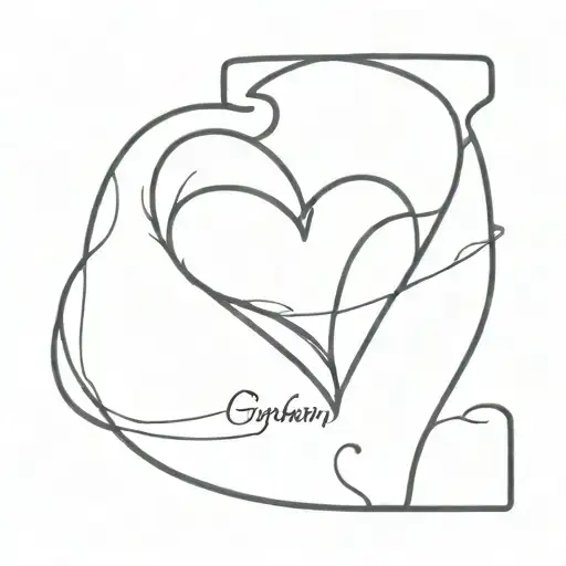 Plain Black Heart With Grayson And Peyton Names