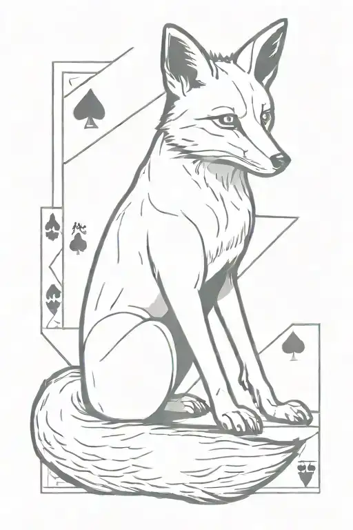 Fox Plays Ace And Jack Cards Minimalism