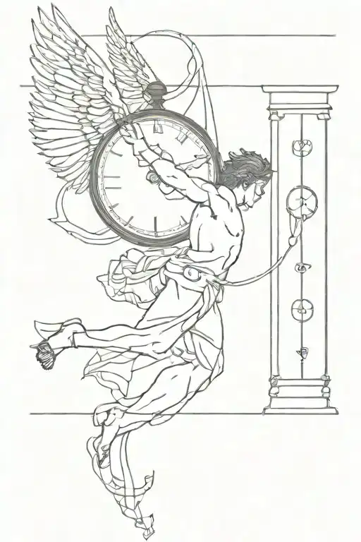 Icarus Falling With Watch Mechanism Intertwined