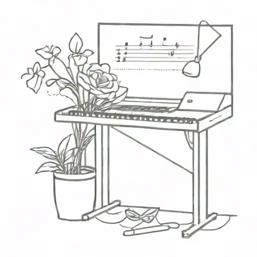 A Teacher's Desk With A Bouquet Of Flowers And A Stack Of Music Notes