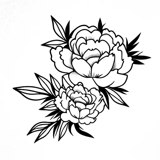 Mom And Daughter With Peony