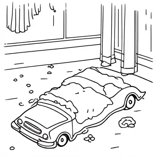 Blanket On The Floor With A Small Toy Car And Crumbs Scattered On The Floor