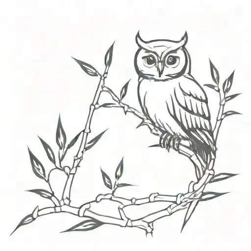 Bamboo Plant With An Owl On Top Of It And Flute Holes And The Roots Are Clear