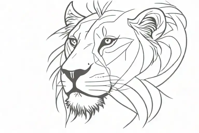 A Lion With One Eye Looking