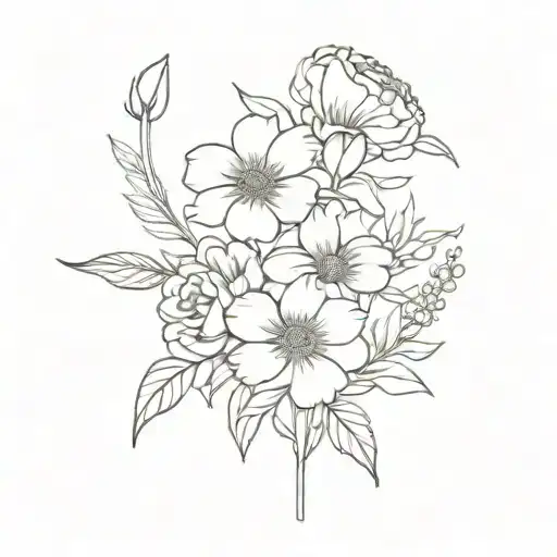 A Bouquet Of Flowers With Each Flower Representing A Different Birth Month Flower