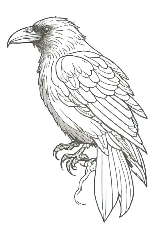 Crow With Folded Wings