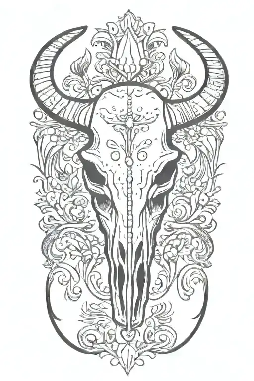 Bull Skull With Paisley Design