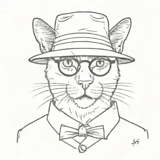 Cat In Pince-nez And Hat Surrounded