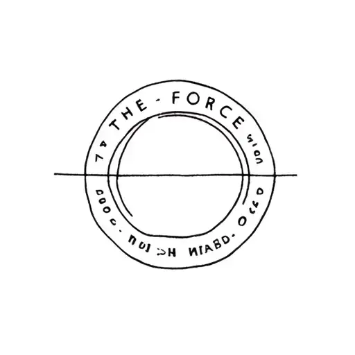 An Incomplete Small Circle Completed With Text 'The Force'