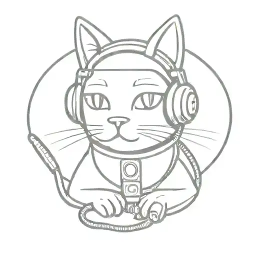 A Cat Wearing A Headset Playing A Video Game On A Telephone