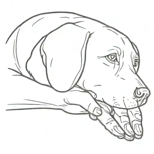 A Lab Dog Holding A Human Hand