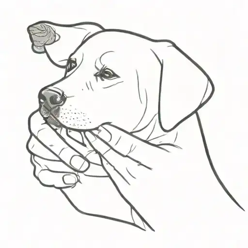 A Lab Dog Holding A Human Hand