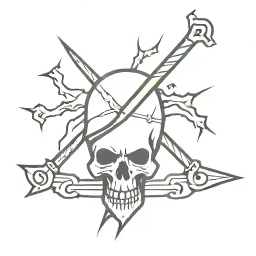 Skull And Crossbones With Knife And Lightning