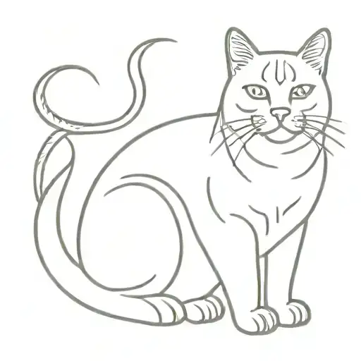 Fat Lazy Tabby Cat Art Nouveau