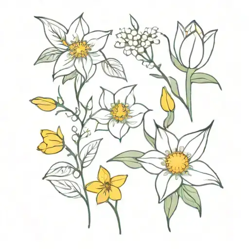 Rose Snowdrop Violet Daffodil Daisy Holly Berry Poppy Water Lilly