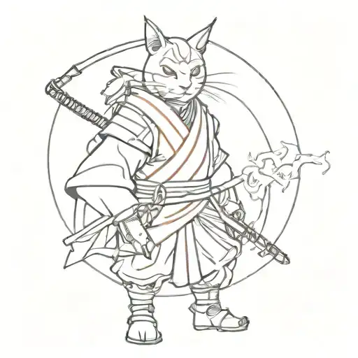 Samurai And Cat Samurai Cyberpunk