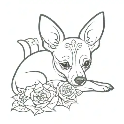 Chihuahua Dog With Roses And Mandalas