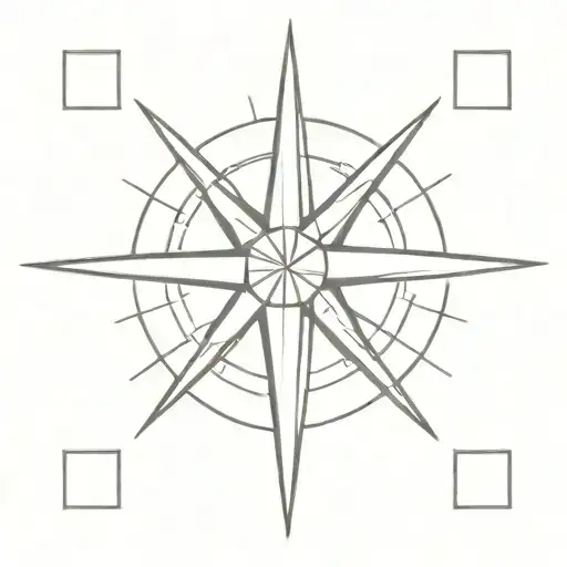 A Minimalist Tattoo Design Of A Compass Rose Symbolizing Travel And Exploration