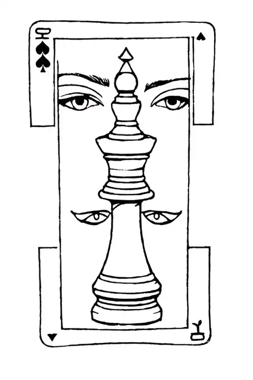 A Chess Piece And A Playing Face Card