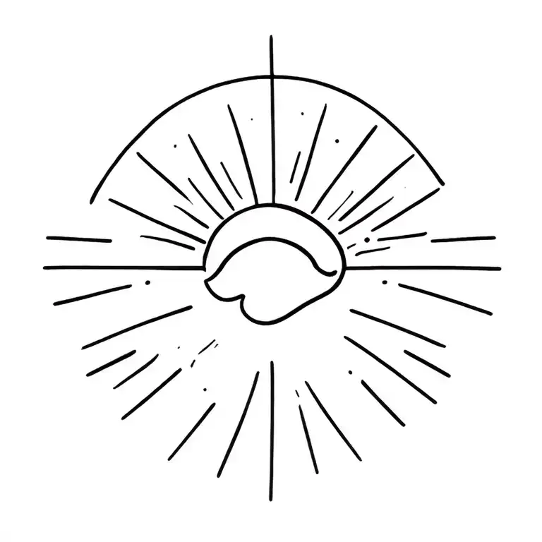 Conch And Sun Ray Minimalist Organic Shapes Small