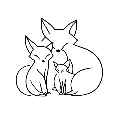 One Daddy Fox And One Baby Fox Sitting