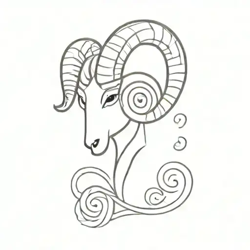 Intricate Tattoo Design Combining Love Symbols With Aries Ram Horns