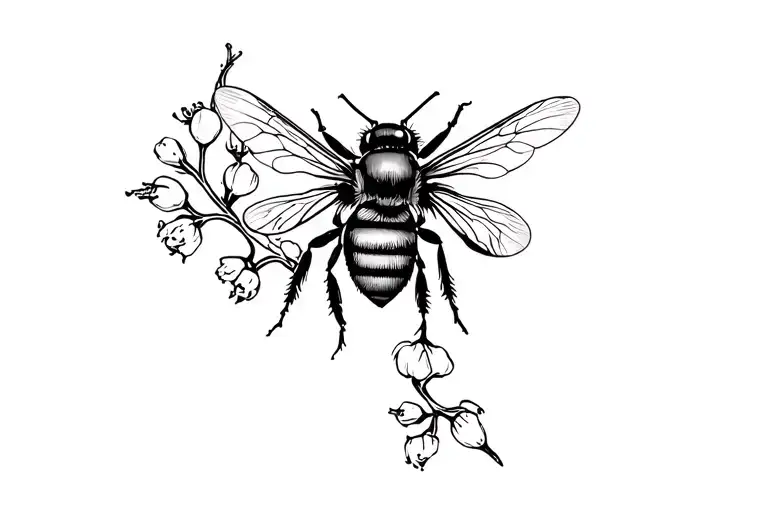 Bee With Hawthorn Flower