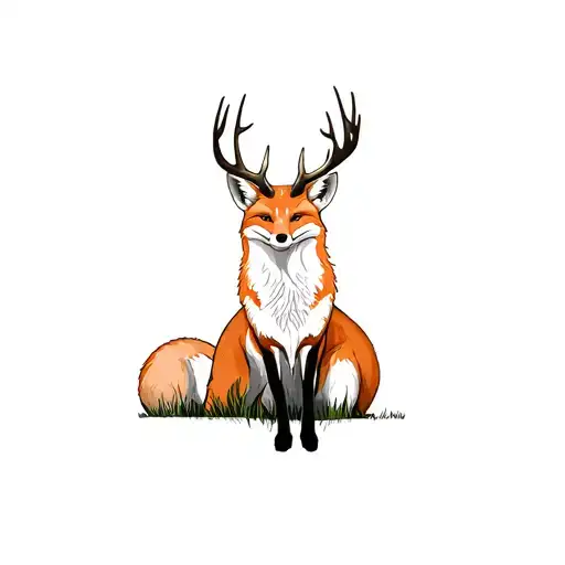 A Buck Standing Behind A Sitting Fox
