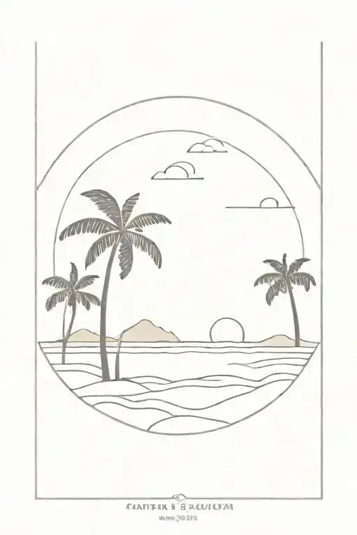 Beach Sunset With Palm Trees