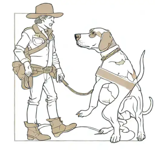 Cowboy With A Beagle With A English Flag
