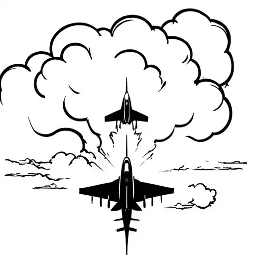 A Fighter Jet Flying Through A Cloud With A Shock Wave