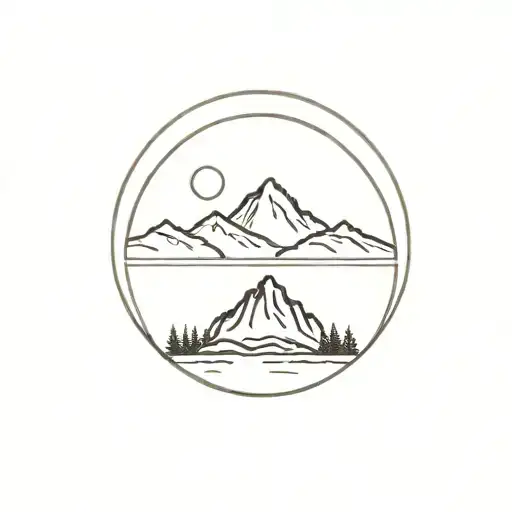 A Moutain Inside A Circle With Beer With Square