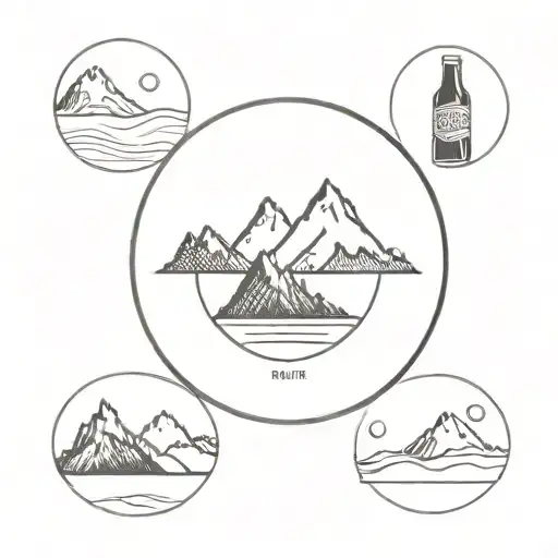 A Moutain Inside A Circle With A Beer