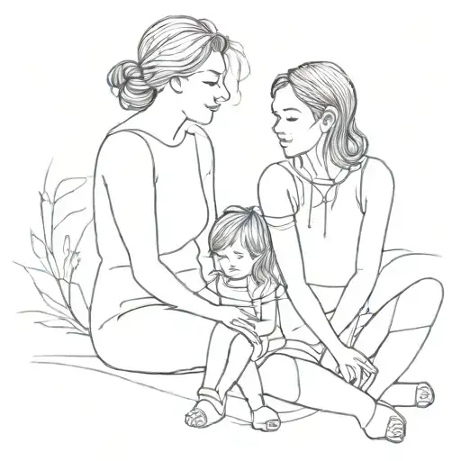 2 Womens And Daughter Sitting