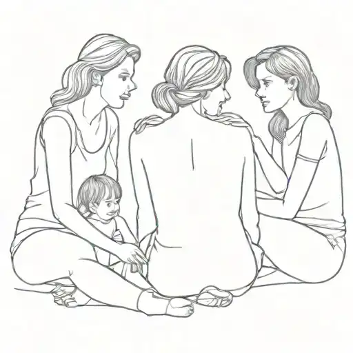 2 Womens And Daughter Sitting