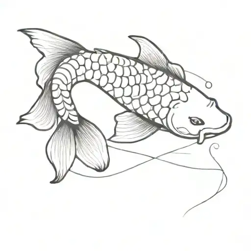Koi Fish Crescent Black And White